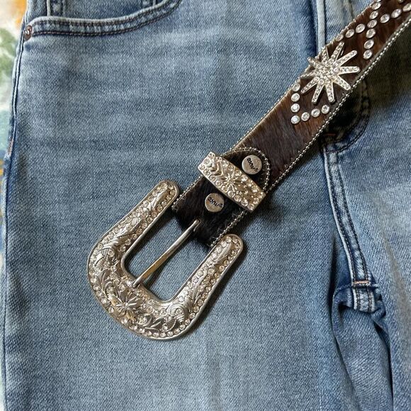 BHW Leather cowhide studded bedazzled belt main image 4
